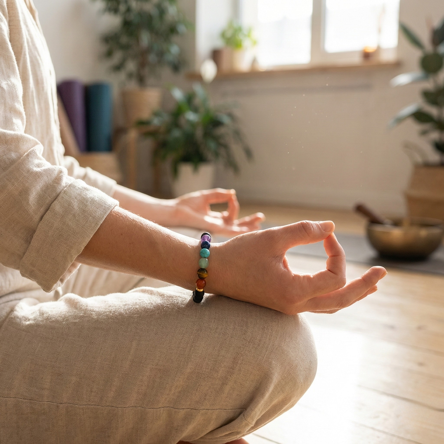 7 Chakra Healing Bracelet | Matte Black Onyx