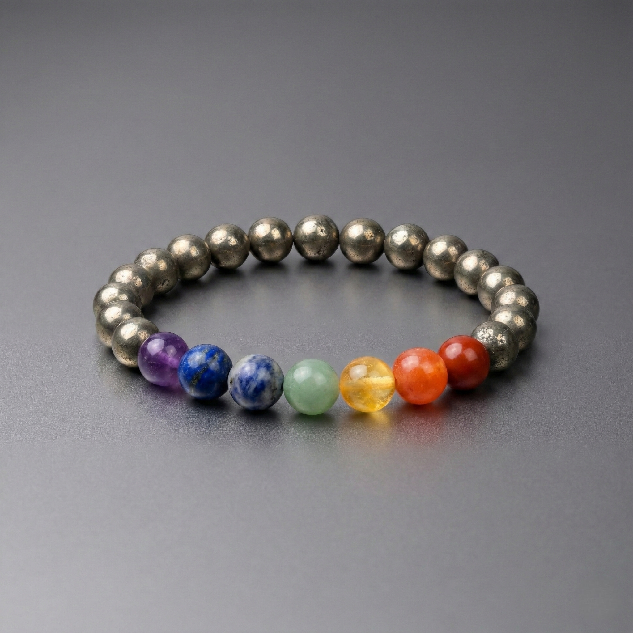 Money Magnet 7 Chakra Pyrite Bracelet