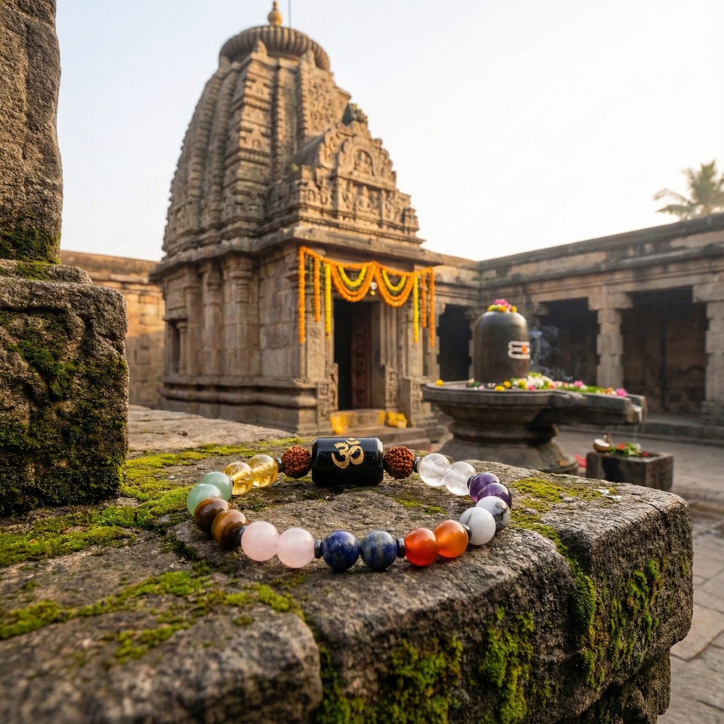Multi-Gemstone Healing Bracelet with Om & Rudraksha