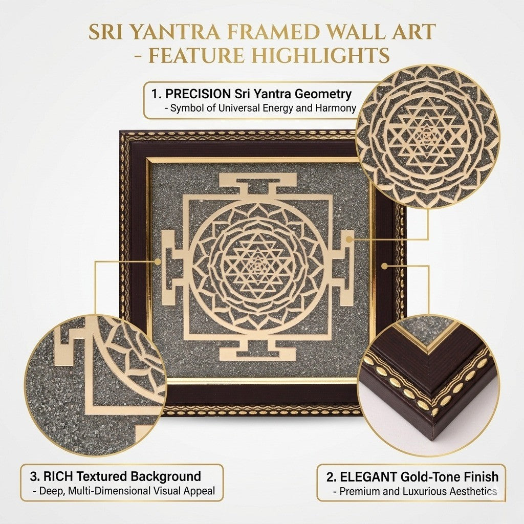 Gold mandala geometric frame on wall