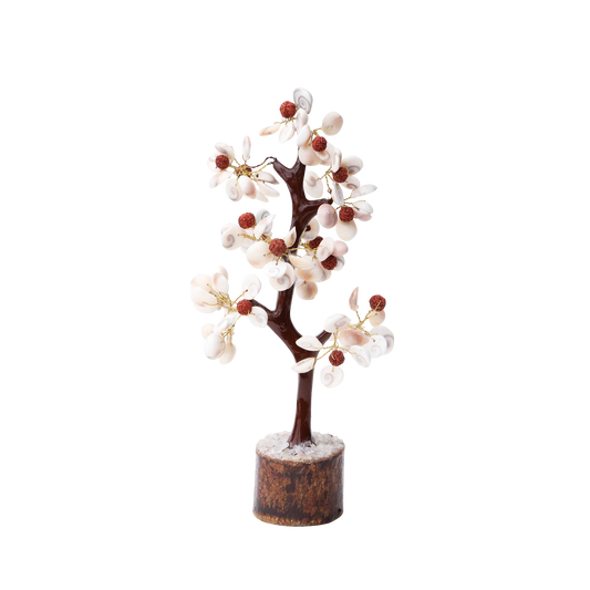 Cowrie & Rudraksha Tree: Spiritual Decor for Prosperity
