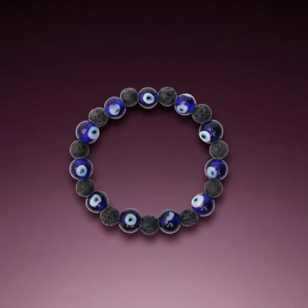 Evil Eye & Lava Stone Protection Bracelet: Shield &Focus