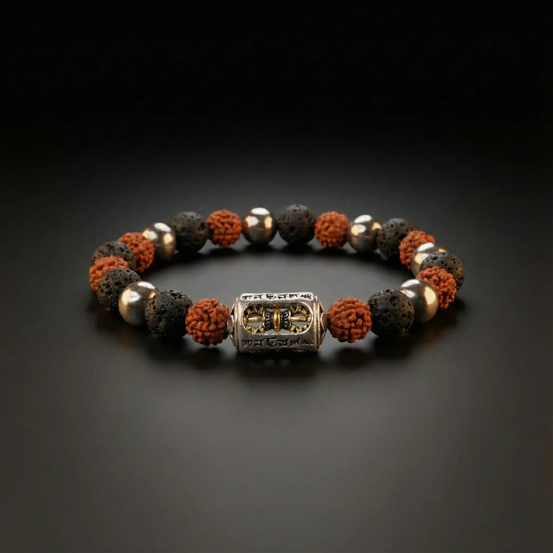 Rudraksha Lava Stone Mantra Bracelet