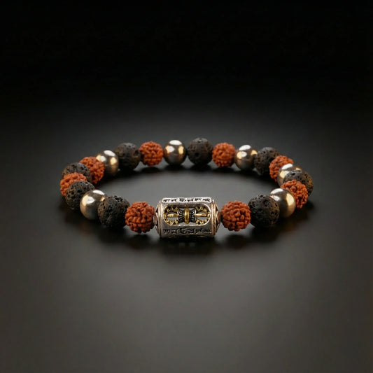 Rudraksha Lava Stone Mantra Bracelet