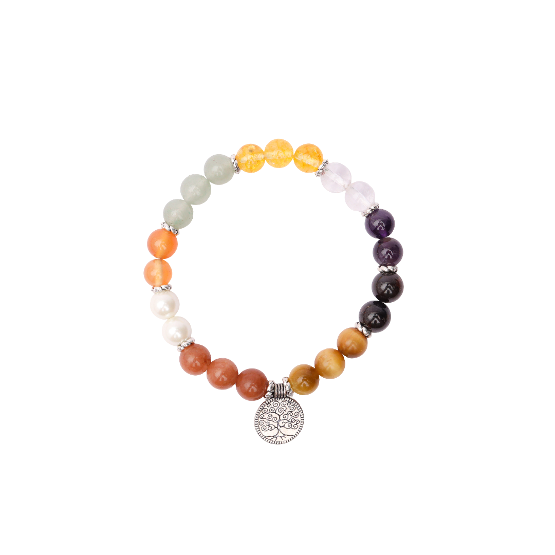 7 Chakra Healing Bracelet with Tree of Life Charm