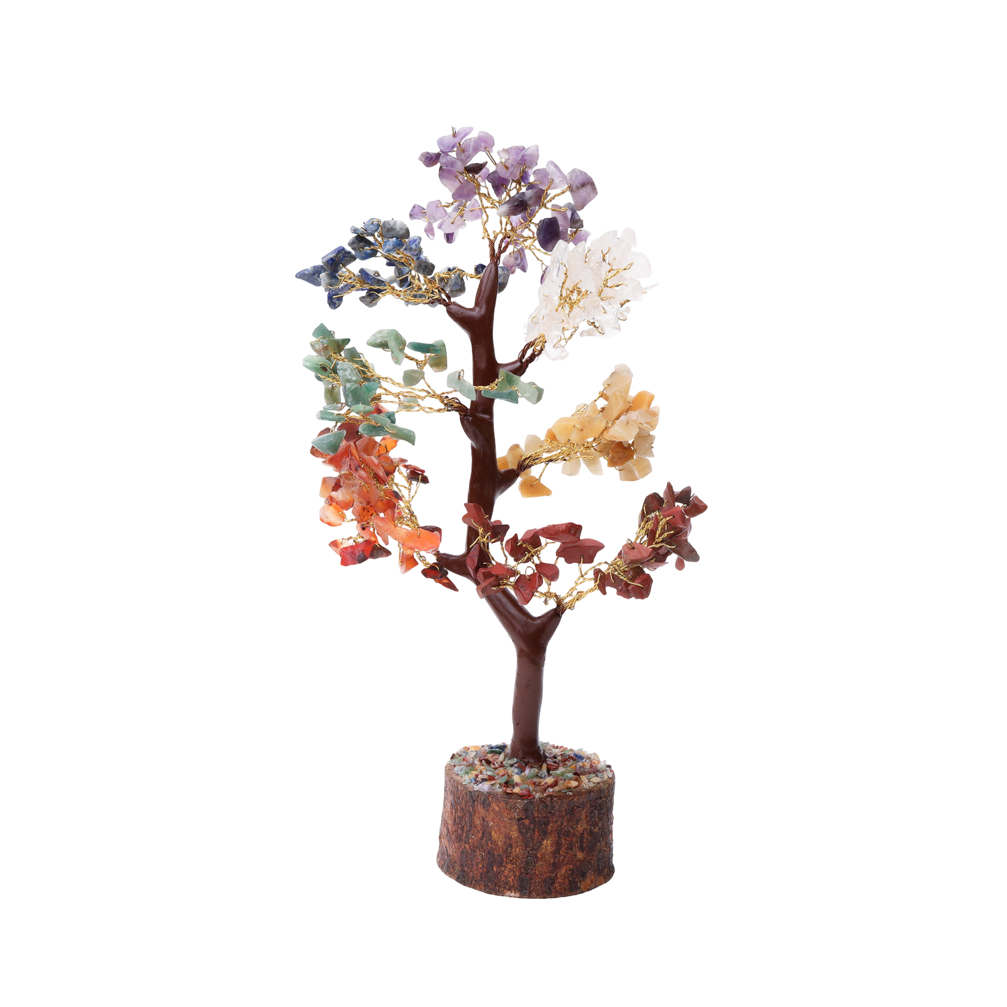 AstroViz handcrafted 7 Chakra gemstone tree with multi-colored crystal chips.