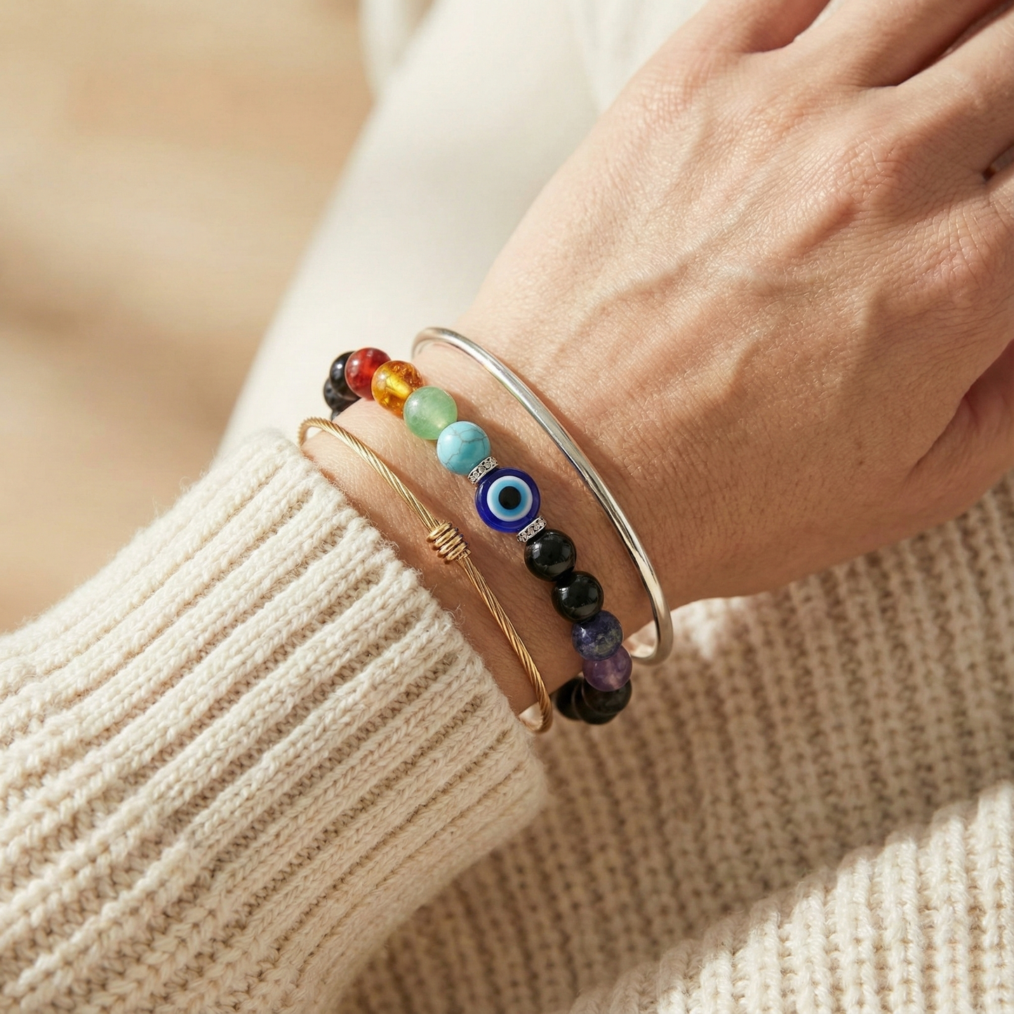 7 Chakra Evil Eye Protection Bracelet