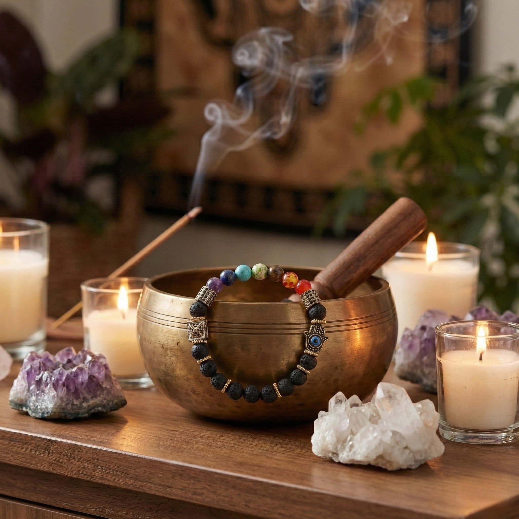 7 Chakra Lava Protection Bracelet--4