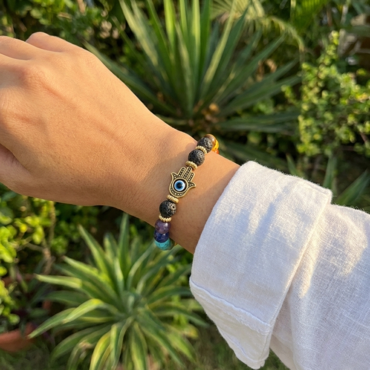 7 Chakra Lava Protection Bracelet