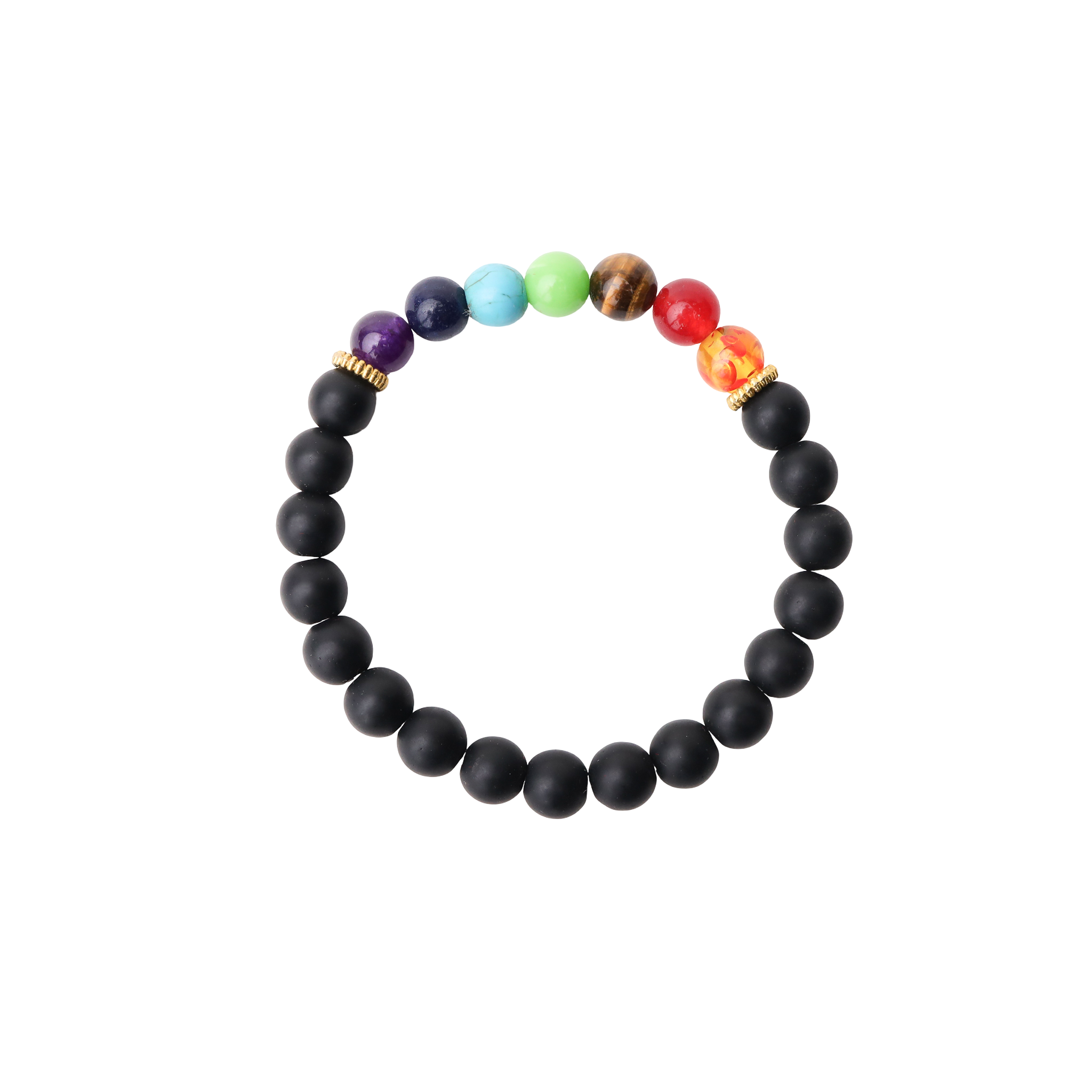 7 Chakra Healing Bracelet | Matte Black Onyx