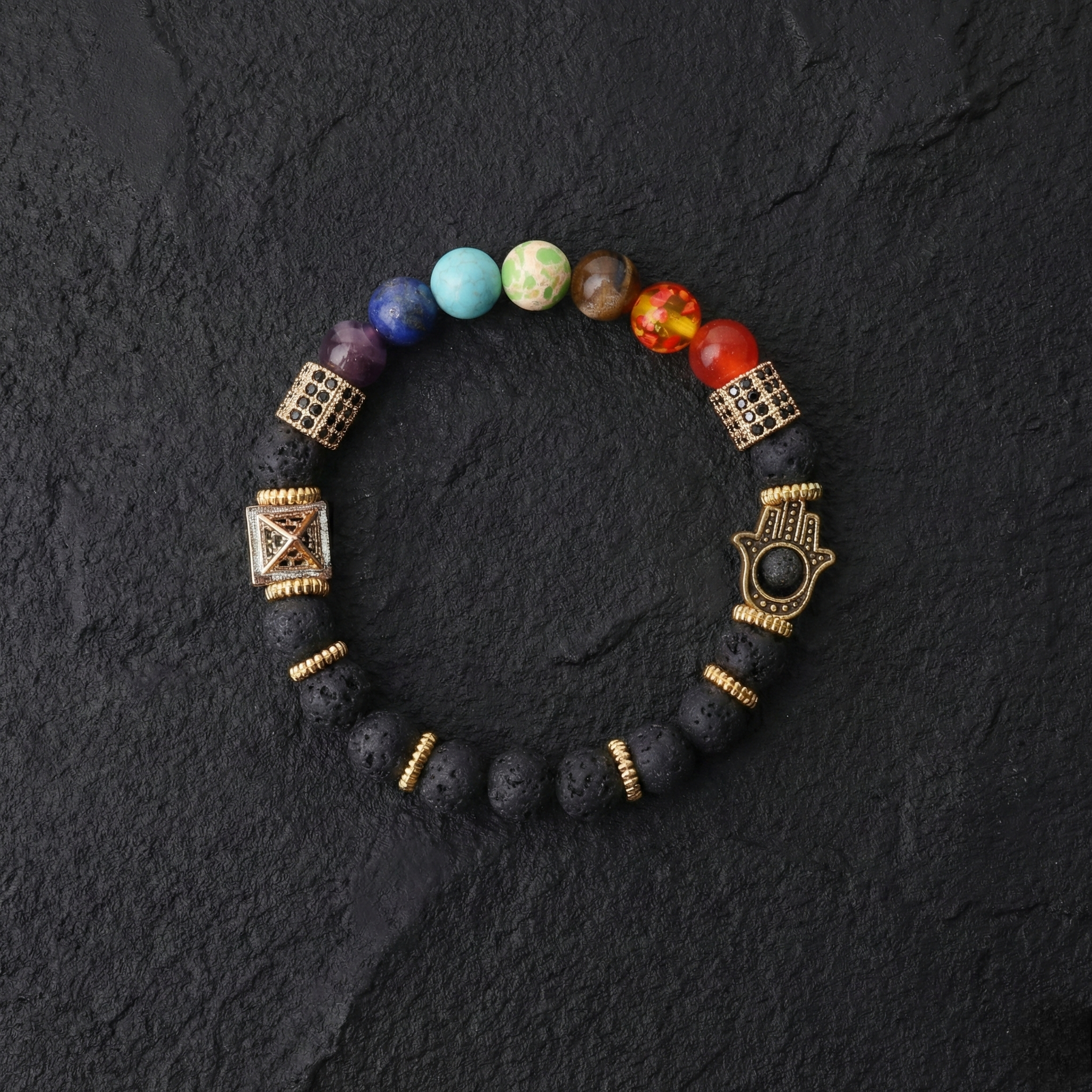 7 Chakra Lava Protection Bracelet--1