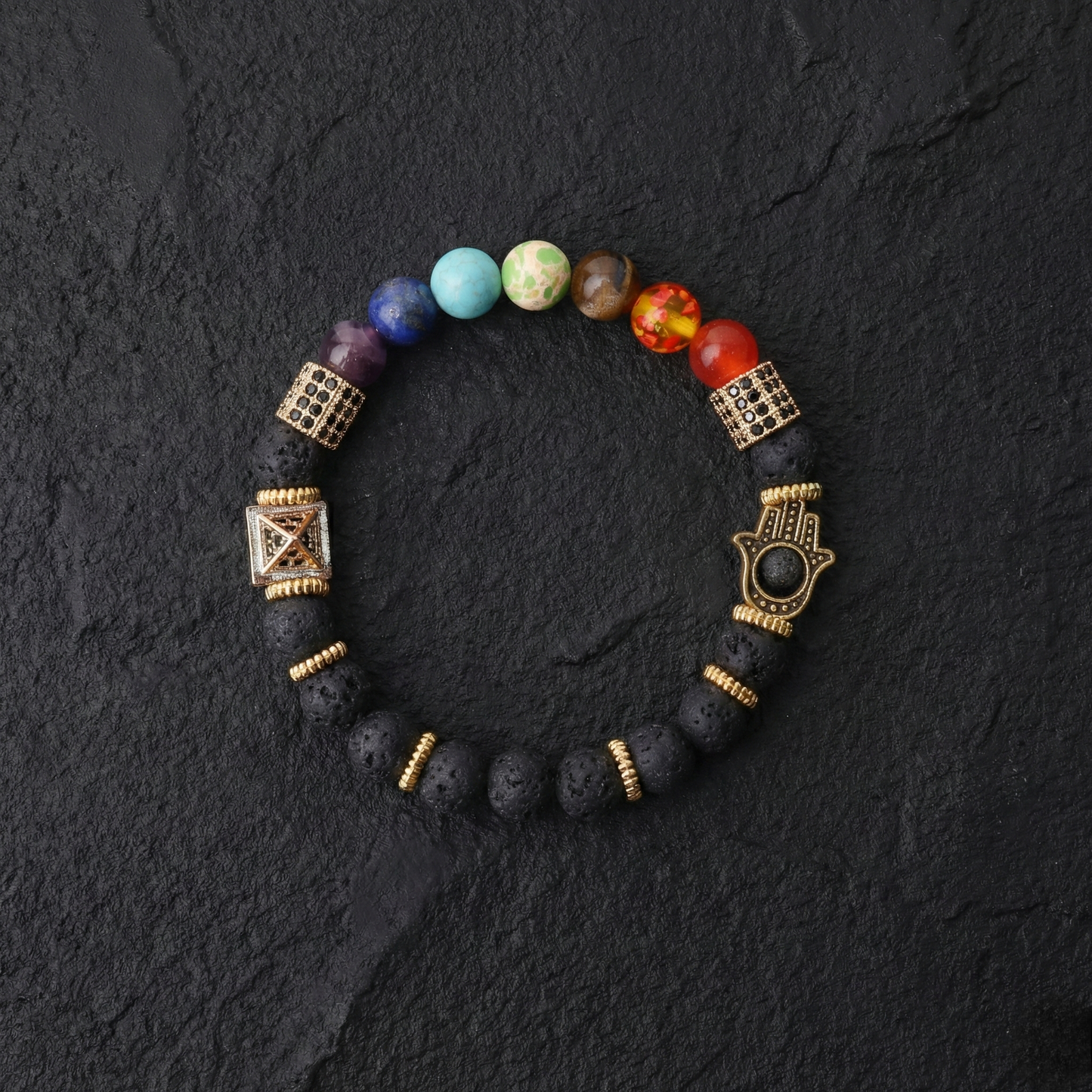 7 Chakra Lava Protection Bracelet