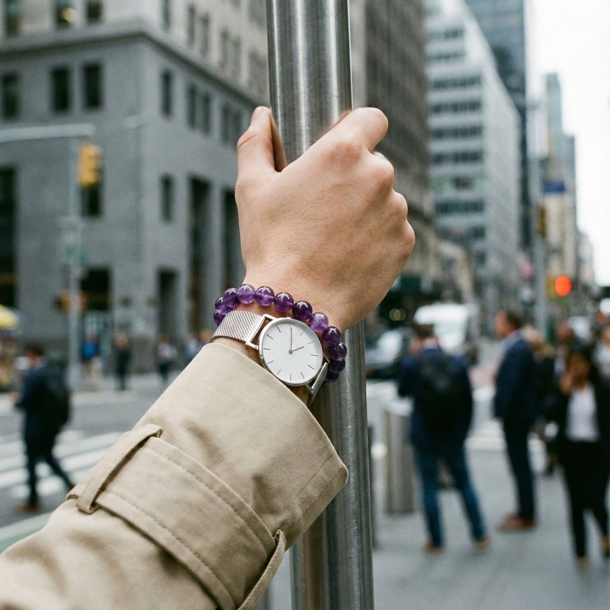 Natural Amethyst Healing Crystal Bracelet--3