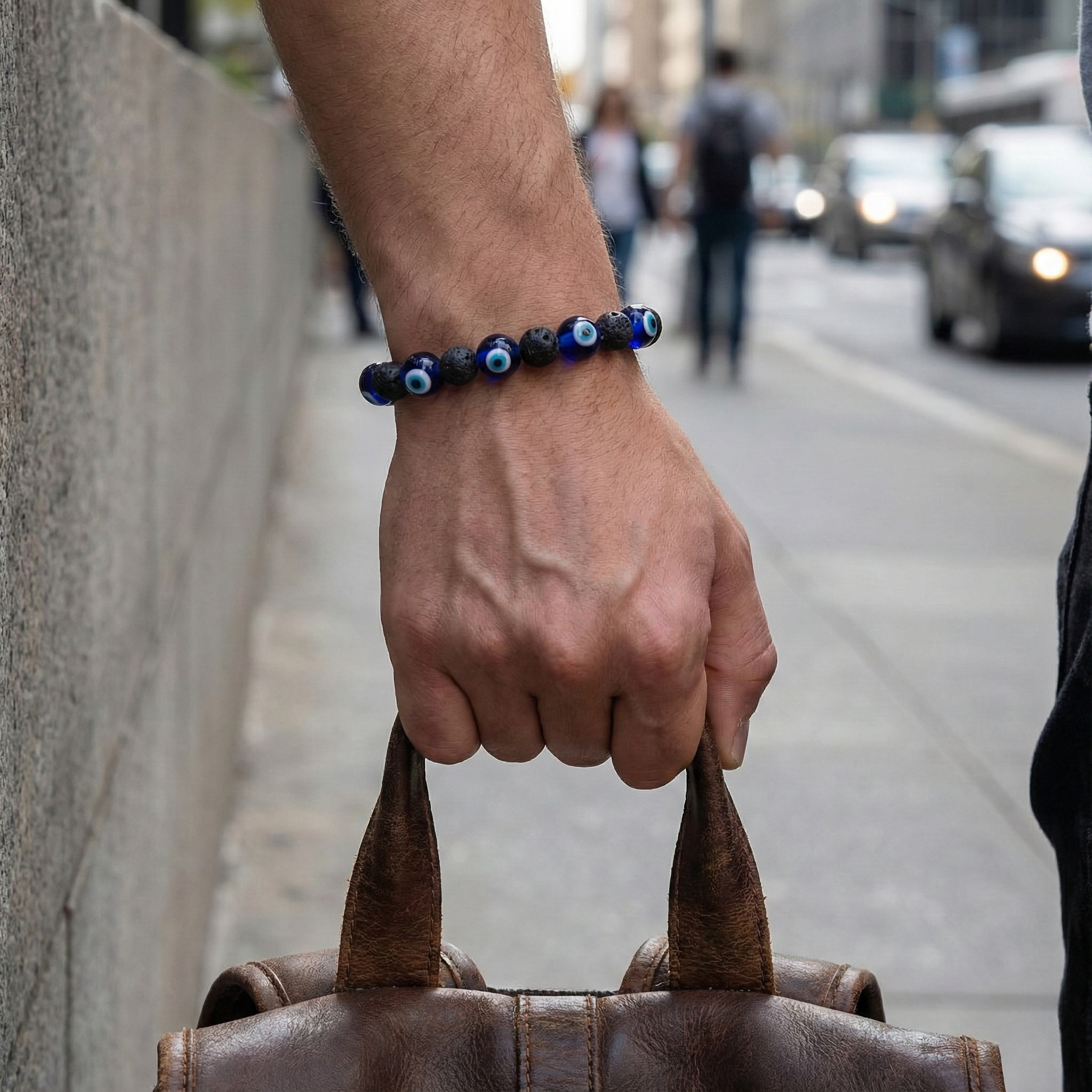 Evil Eye & Lava Stone Protection Bracelet--5