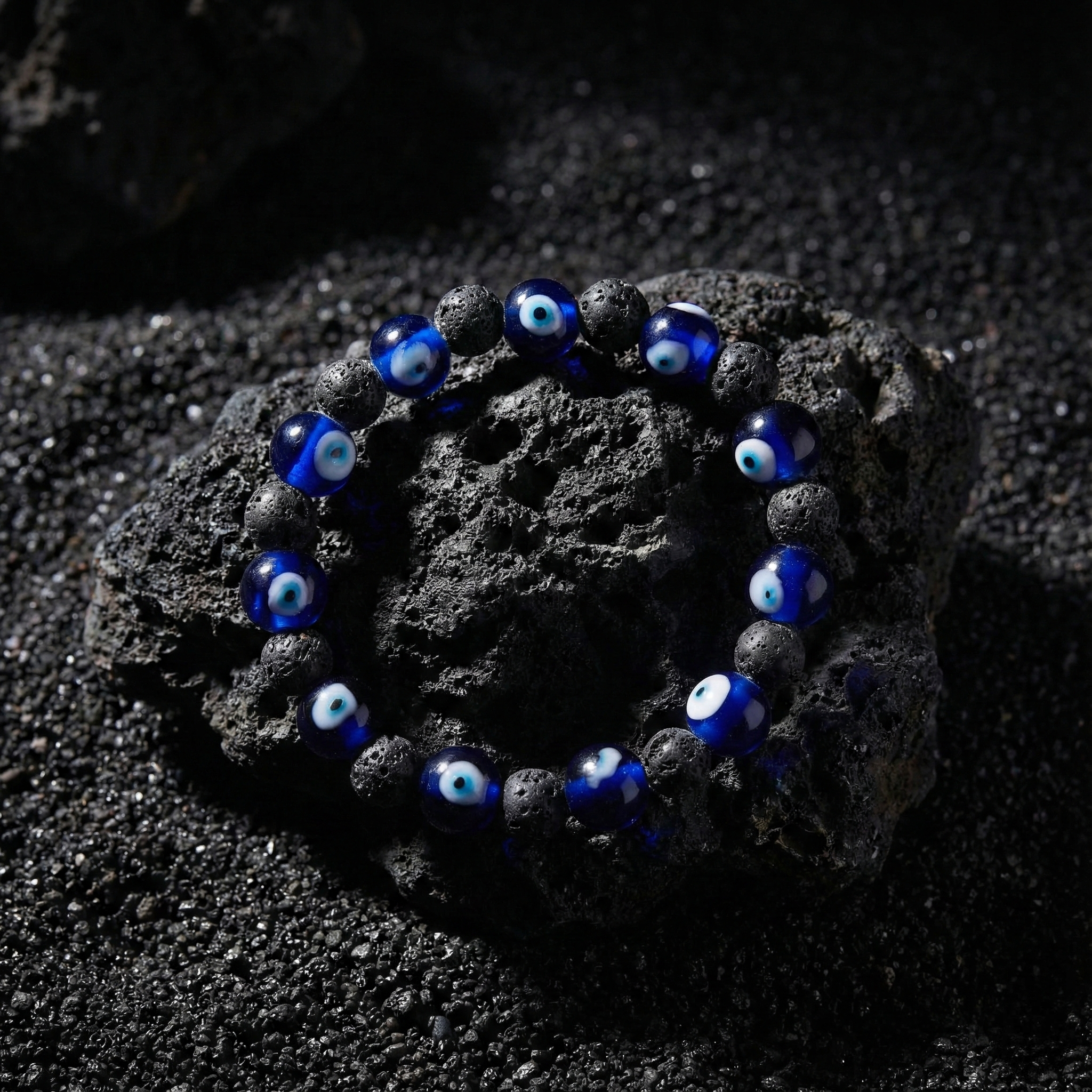 Evil Eye & Lava Stone Protection Bracelet--2
