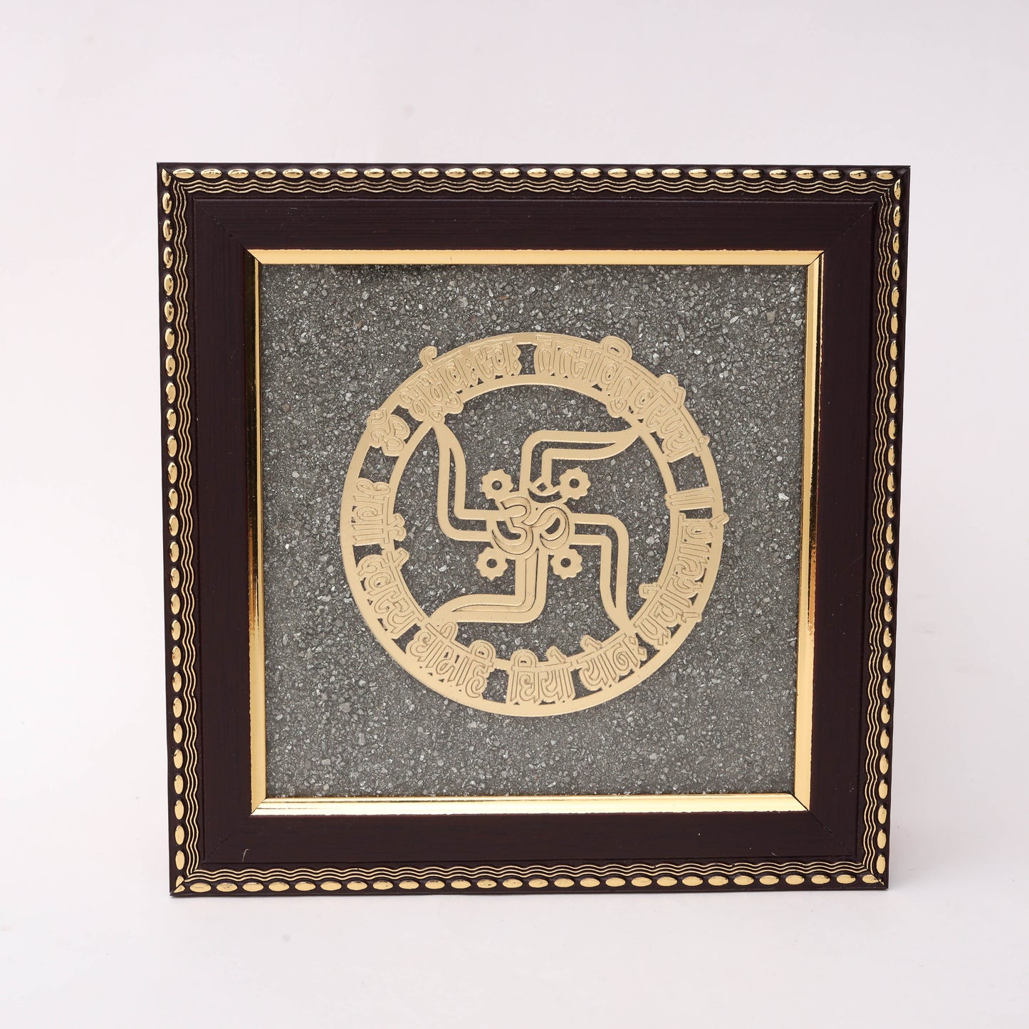 Swastik Om Gayatri Mantra Gold Frame | Pooja Room & Home Decor