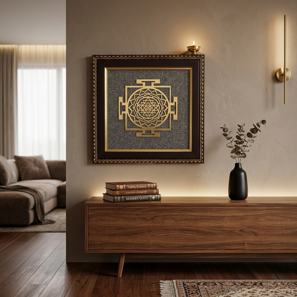 Spiritual yantra wall decor in elegant setting--2