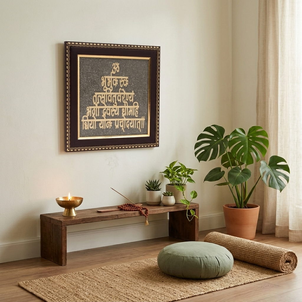 Spiritual mantra wall art with wooden frame