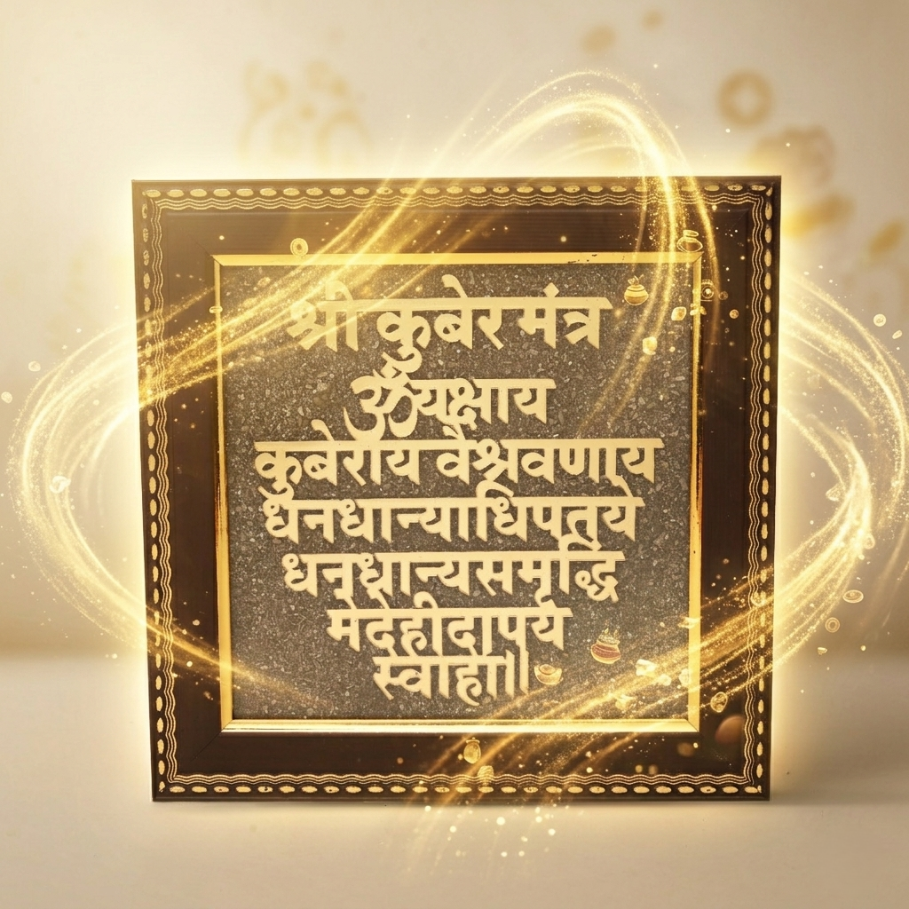 Shri Kuber Mantra framed wall art for wealth and prosperity