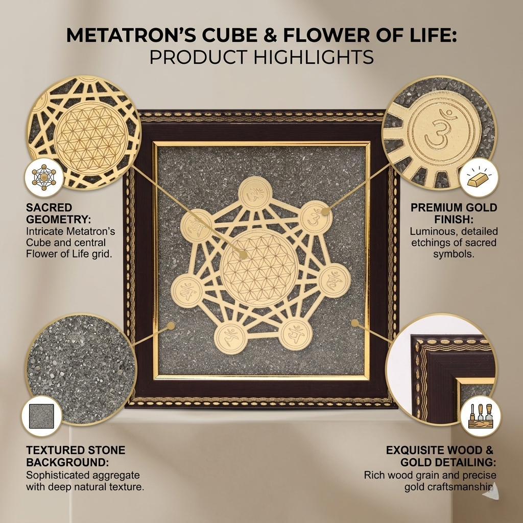 Flower of Life and Metatron’s Cube decorative wall frame--3