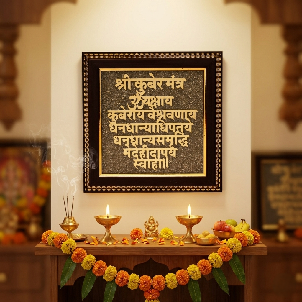 Wealth attracting Kuber mantra wall decor frame