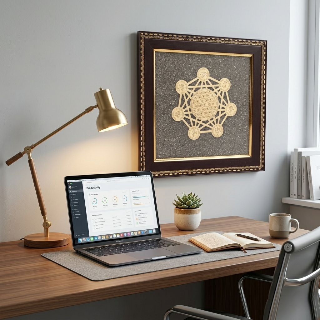 Premium sacred geometry frame with wooden border--5