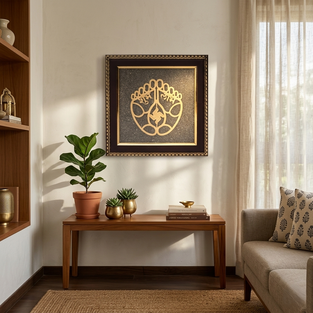 Jain sacred symbols frame with premium detailing--6