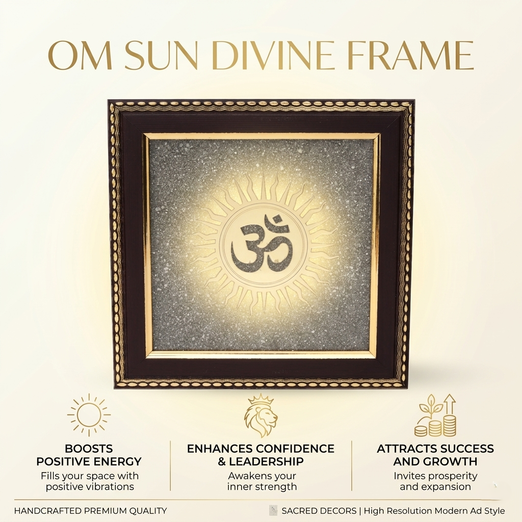 Om Sun divine frame wall art with golden glow
