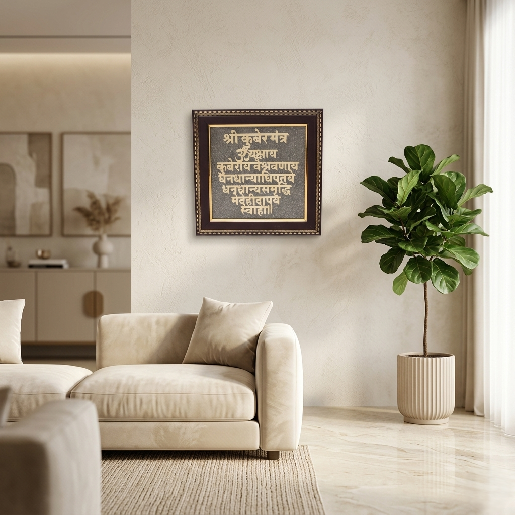 Wealth attracting Kuber mantra wall decor frame