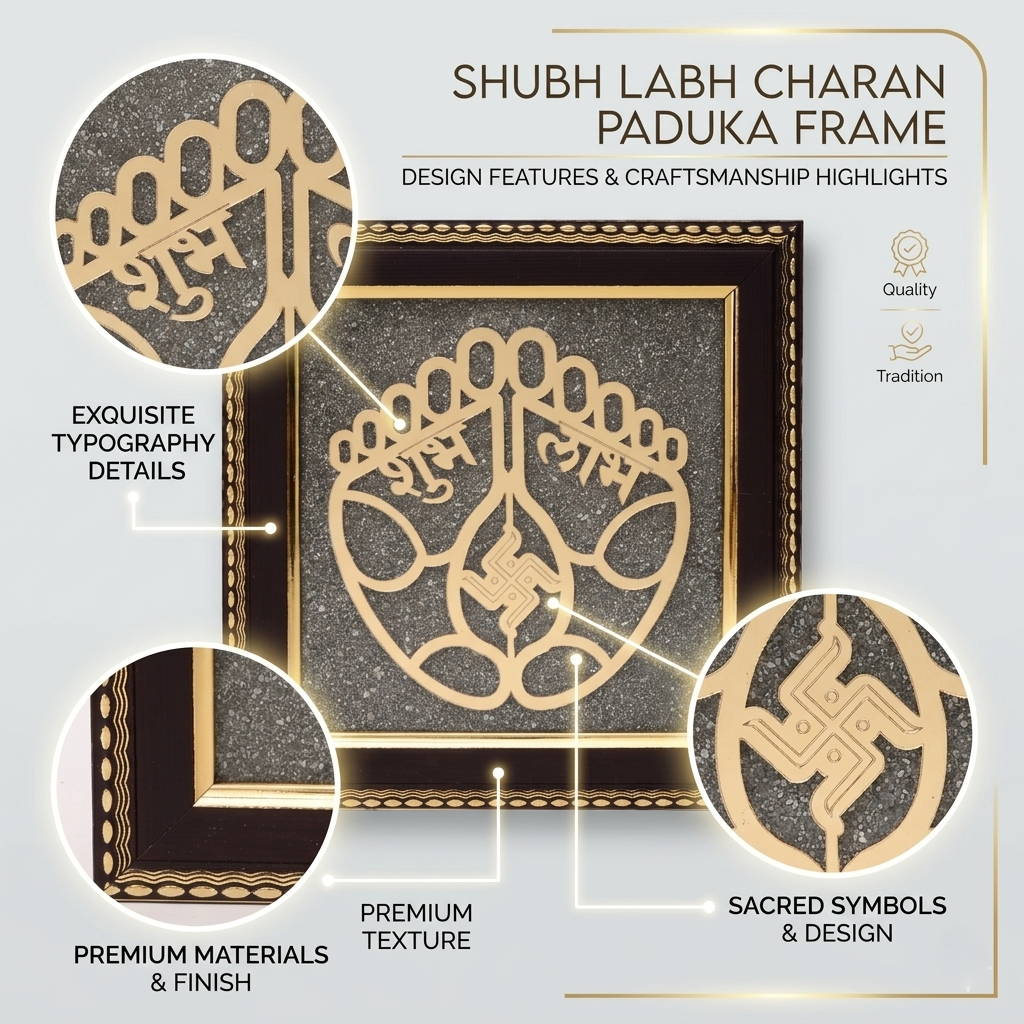 Spiritual Charan Paduka frame with textured background