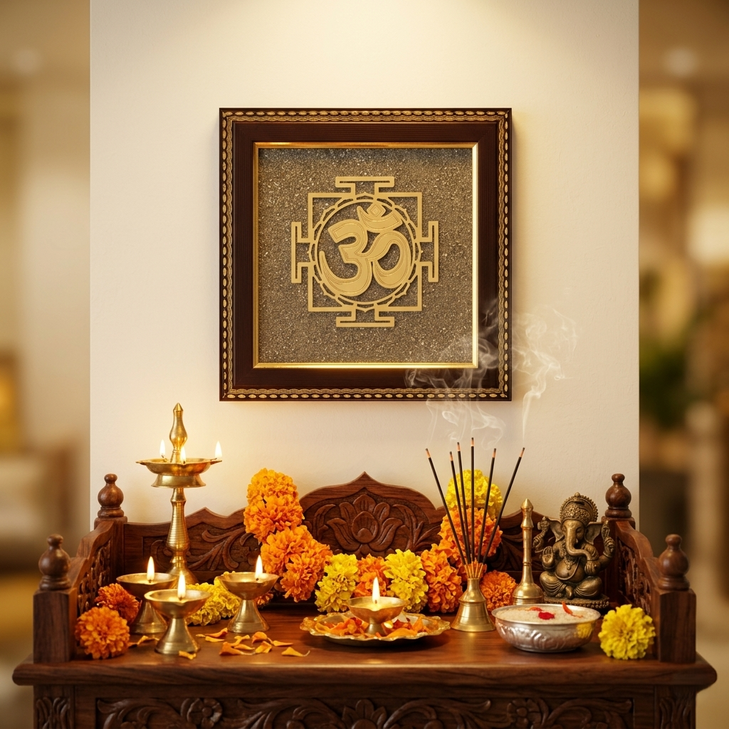 Spiritual Om symbol art frame for home