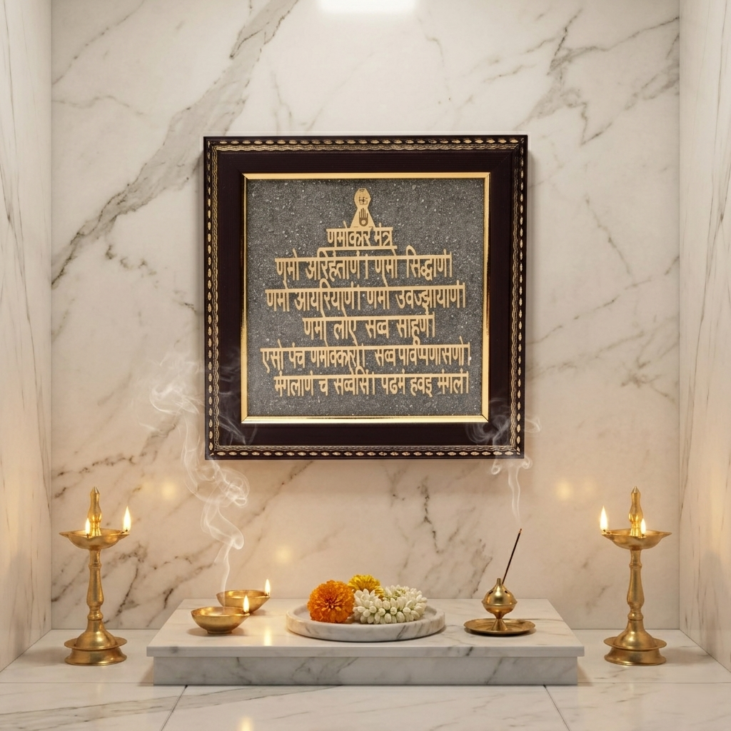 Premium Jain mantra wall art for pooja room setup