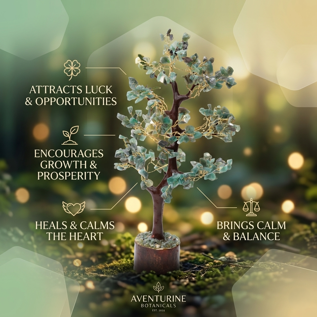 Handmade green aventurine wish tree on wood base perfect spiritual gift
--10