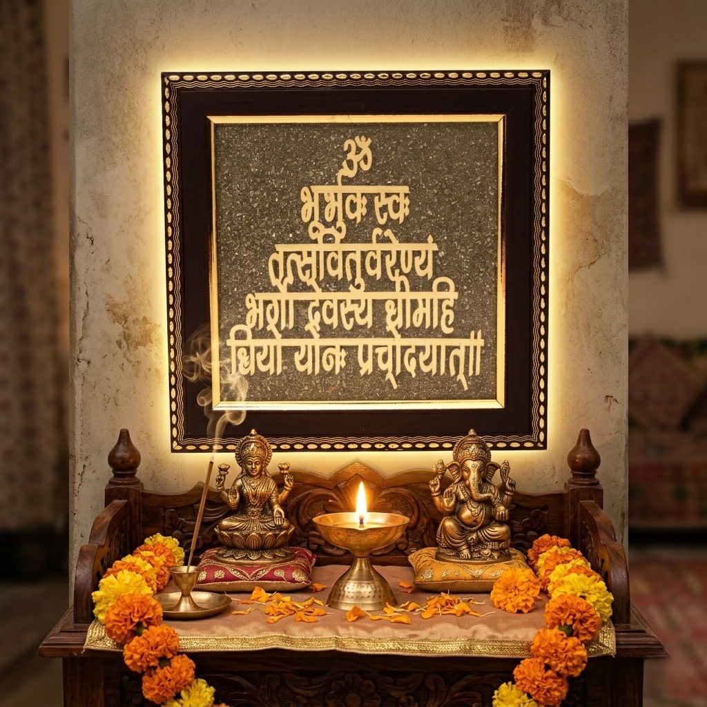 Religious Sanskrit wall art with elegant frame--6