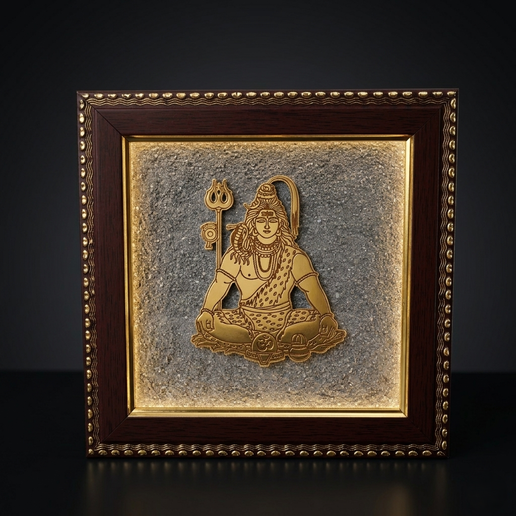 Shiva gold artwork in wooden frame wall decor--8
