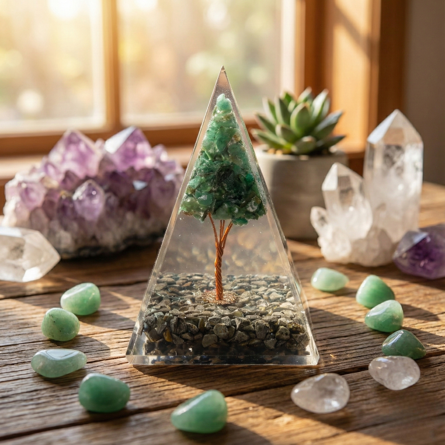 Green Aventurine "Tree of Life" Orgone Pyramid