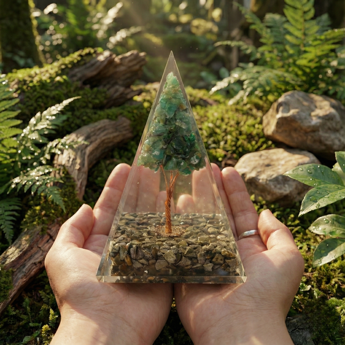 Green Aventurine "Tree of Life" Orgone Pyramid