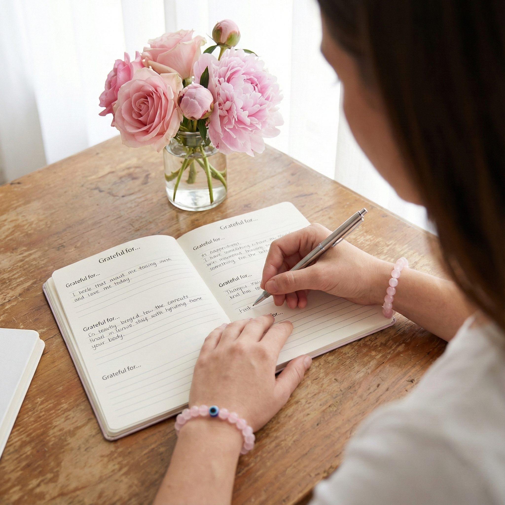 Rose Quartz Evil Eye Bracelet--3