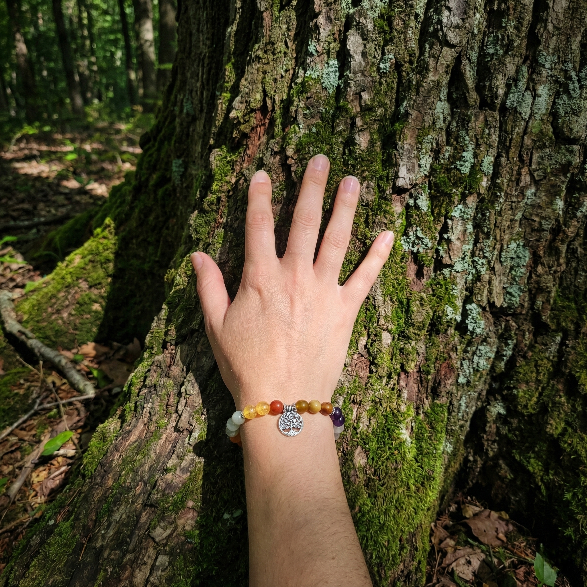 7 Chakra Healing Bracelet with Tree of Life Charm--2