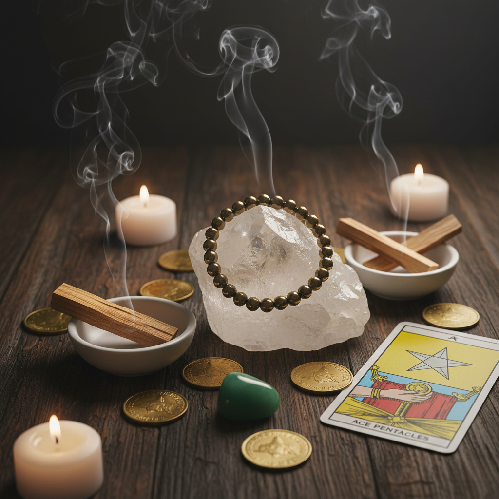 Natural Pyrite Money Magnet Bracelet--2