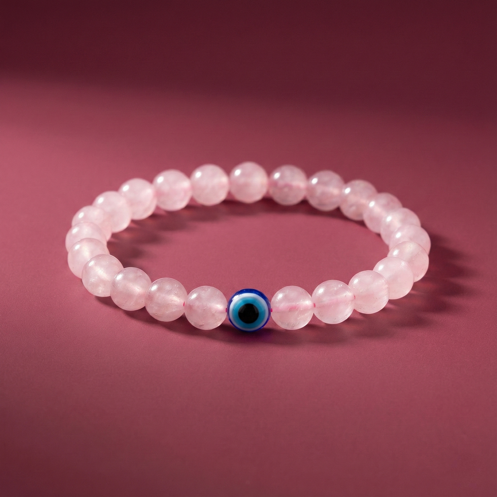 Rose Quartz Evil Eye Bracelet