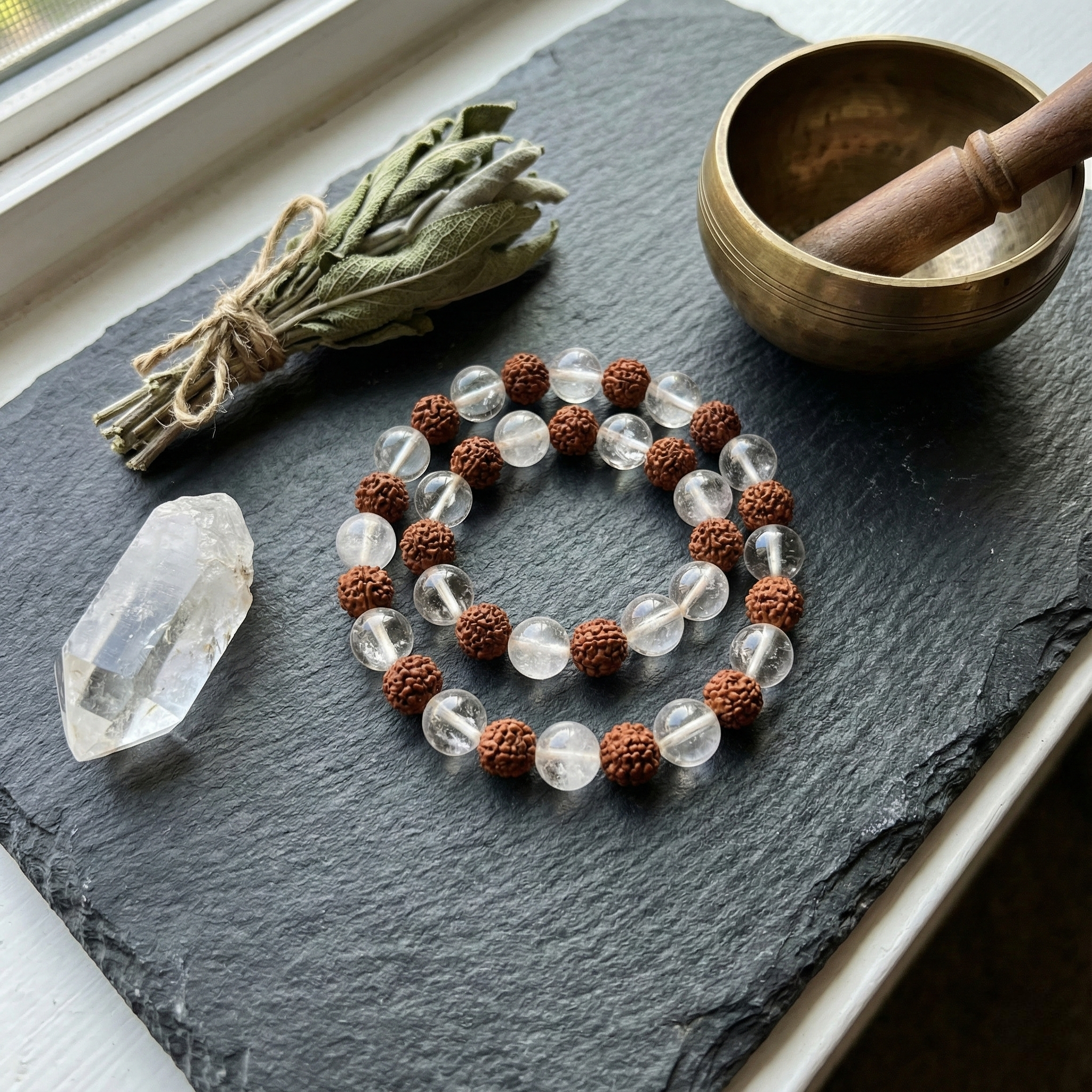 Original Rudraksha & Sphatik Harmony Bracelet--3