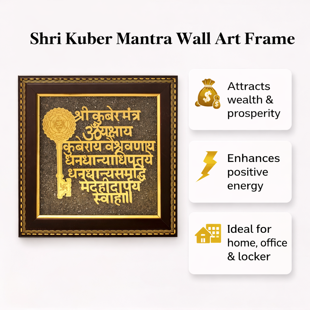 Spiritual Kuber mantra wooden frame art--6