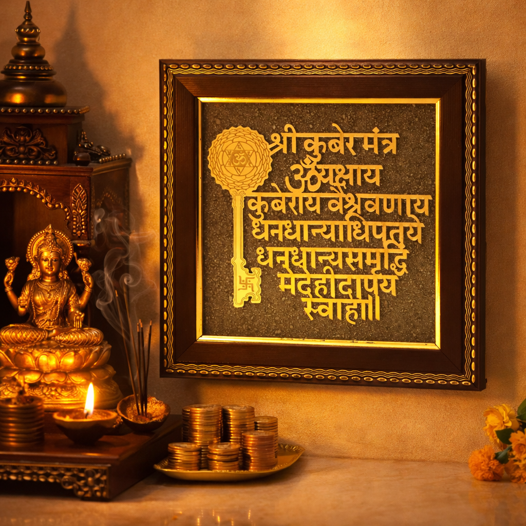 Premium gold Shri Kuber mantra wall frame--8