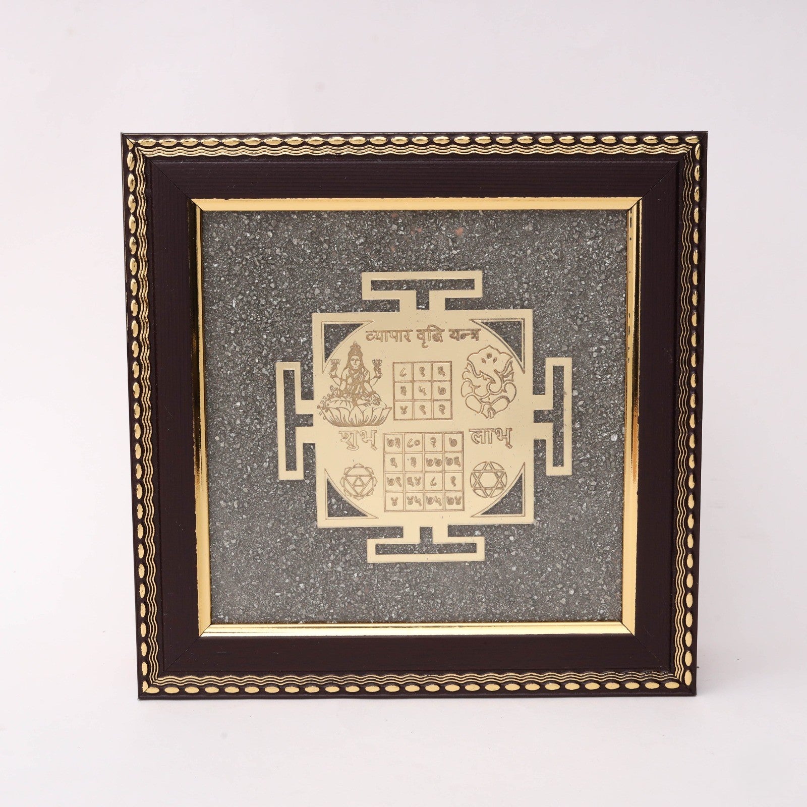 Vyapar Vridhi Yantra Gold Frame | Lakshmi Ganesh Shubh Labh Laser-Cut Art--9